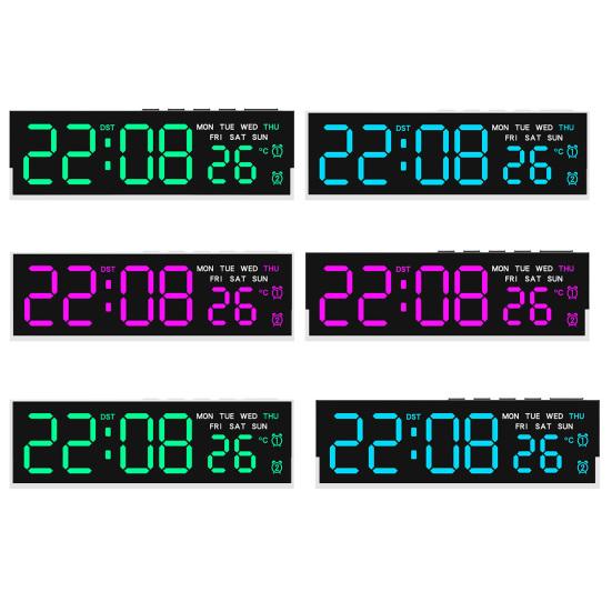 Digital Alarm Clock Large LED Display Brightness Adjustable Battery Operated Home Bedroom Clock with Week Temperature