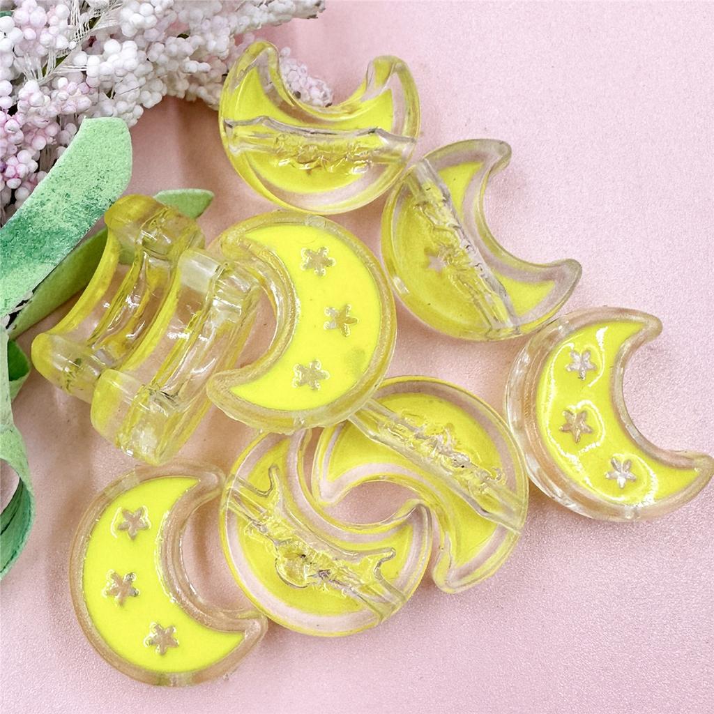 10PCS 20.8*24.8mm Acrylic Transparent Curved Moon Star Loose Beads DIY Mobile Phone Chain Jewelry Accessories