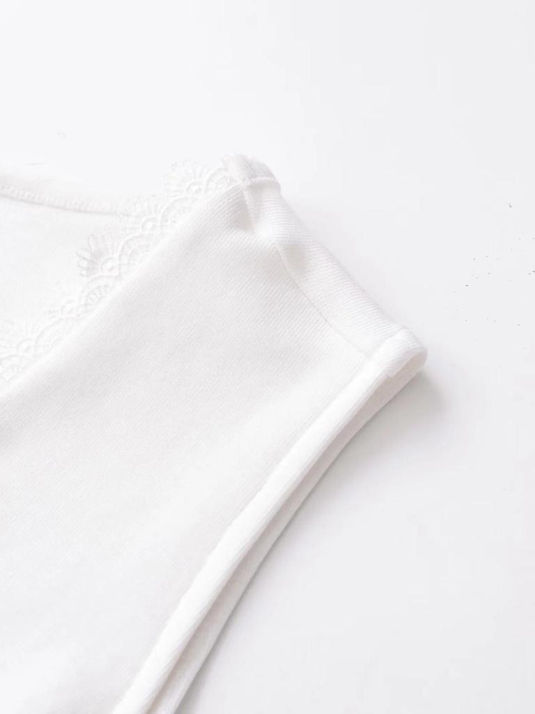 Women's V-Neck Lace Patchwork Tie-Up Cropped Tank Top