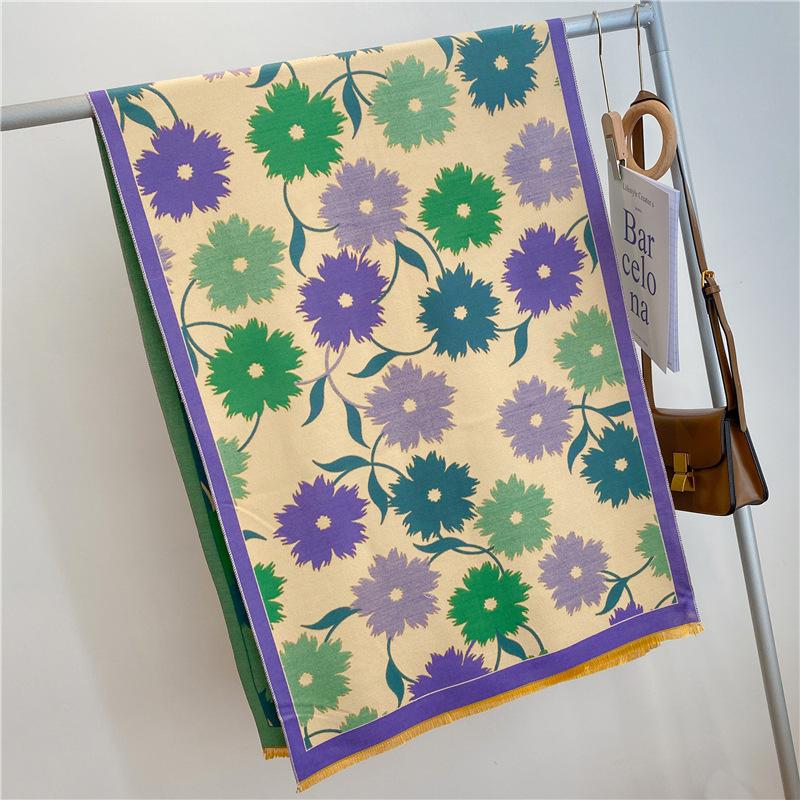 2024 Herbst/Winter Neuer, dicker, warmer, doppelseitiger, zweifarbiger Kaschmir-Imitat-Schal mit Quaste, hochwertiger Schalhals