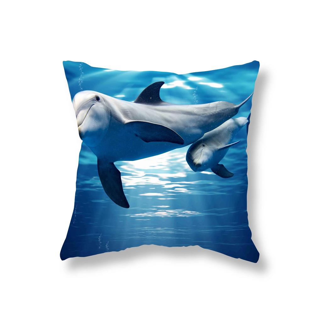 Living Room Sofa Car Cushion Cover Luxury Home Decoration Pillow Cover Cute Dolphin Marine Life Pillow Cover