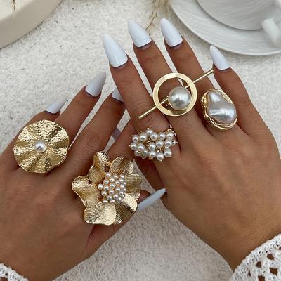 New European and American Exaggerated Flower Ring Versatile Layering Baroque Open Ring Bracelet