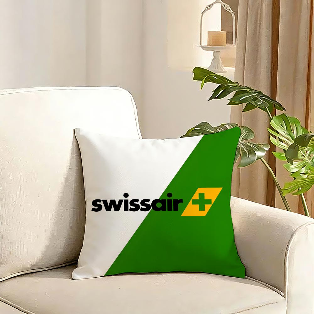 Swissair Cushion Cover Reversible Plush Pillow Cover Soft Fluffy Home Decor for Sofa Bedroom