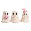 Cute Halloween Ghost Resin Figurine, Candy Pumpkin Witch Hat Desk Decor For Girls, Pink White Tabletop Ornament