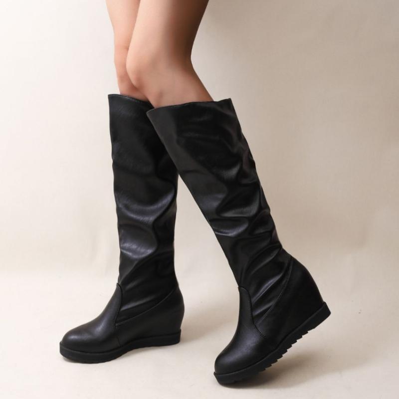 Fashion Black Elegant Heeled Round Toe Long Boots for Women 2025 New Rock Fashion Boot Waterproof Chic Goth Knee High Shaft Shoes Woman