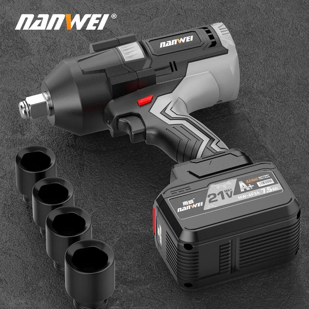 NANWEI Brushless Electric Impact Wrench with 1500 Nm High Torque (5.0Ah/7.5Ah), Cordless Lithium Battery Screwdriver with A Maximum Speed of 2000 Rpm