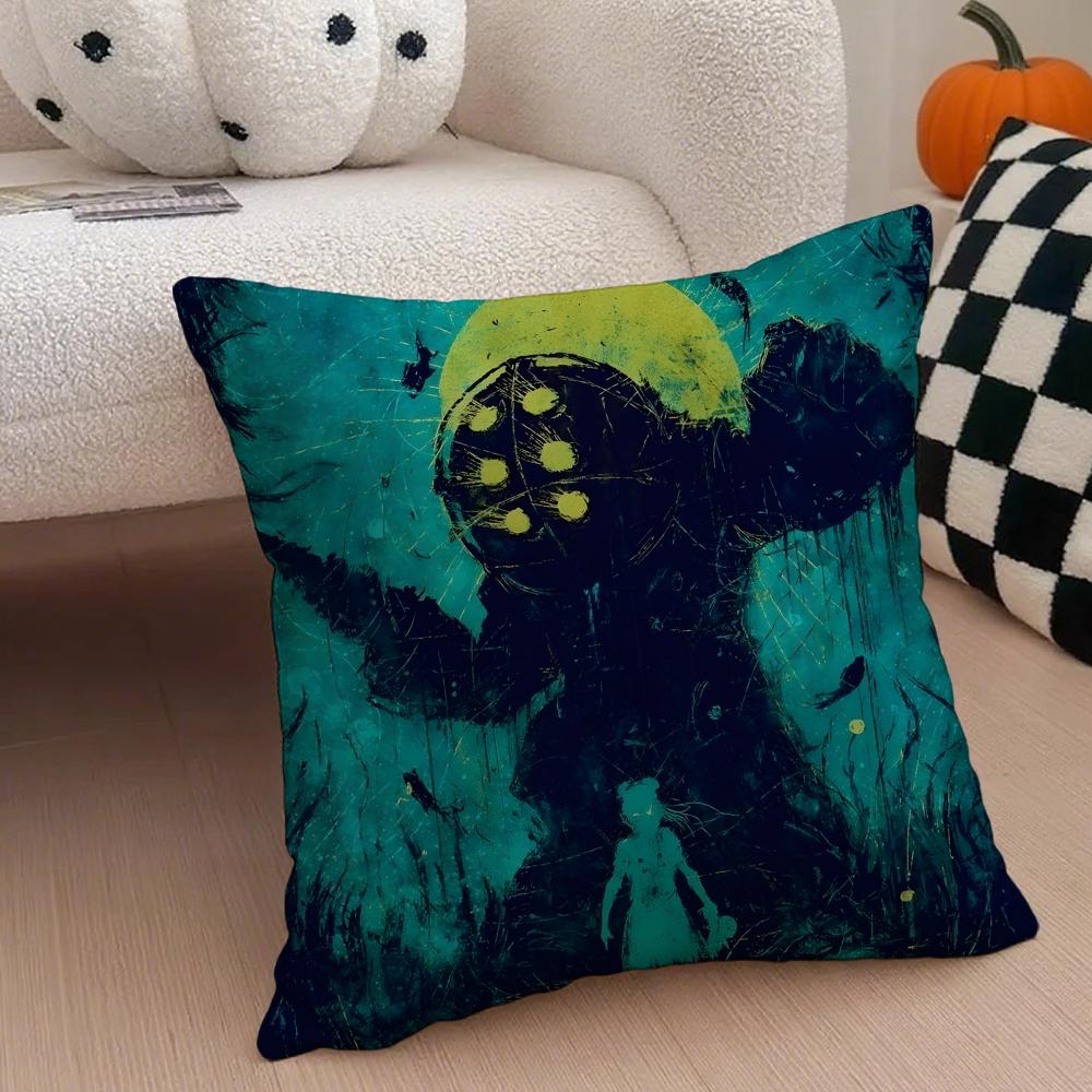 game scifi BBioshock IInfinite Cushion Cover Throw Pillow Cover Hidden Button Durable Polyester Chair Cushion