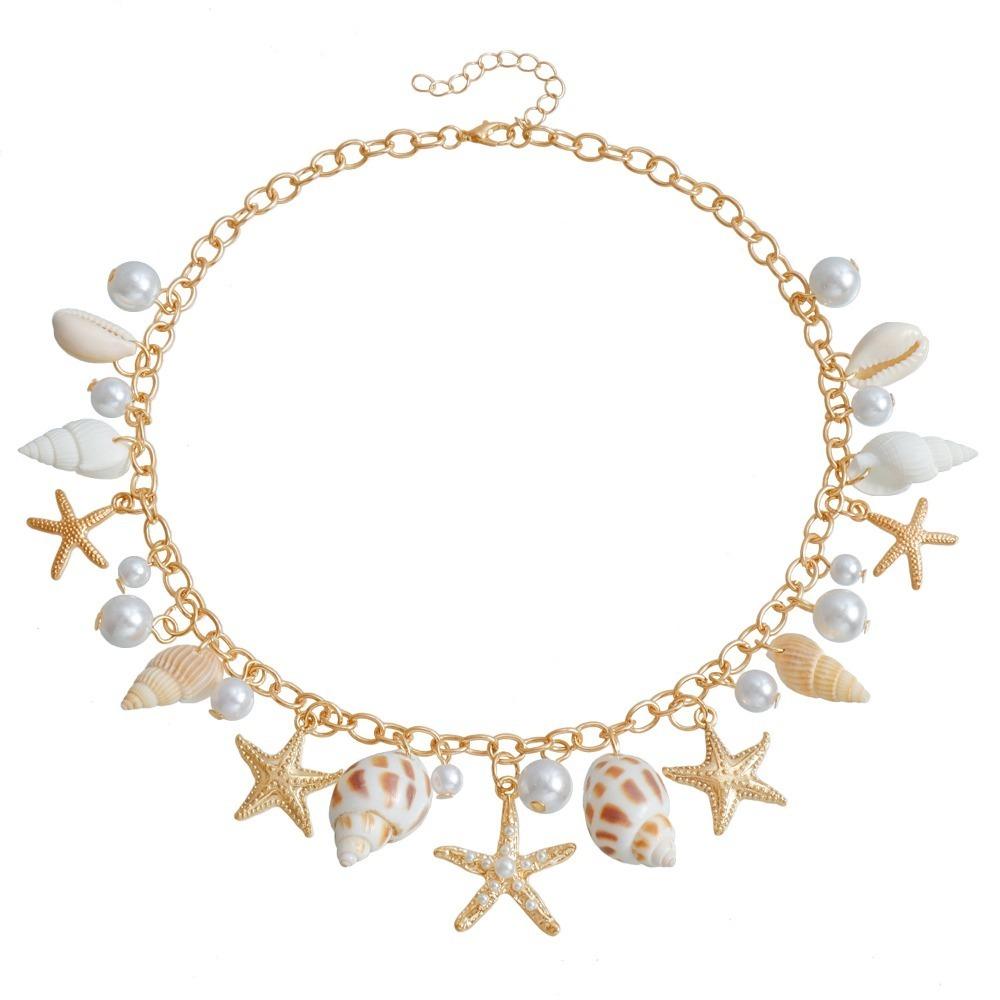 Sea Star Body Chain Imitation Pearl Shell Waist Link Summer Jewelry Accessories  for Women