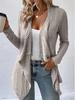 2026 Autumn/Winter Solid Color Ribbed Knit Cardigan - Open Front, Long Sleeve, Casual Women's Sweater