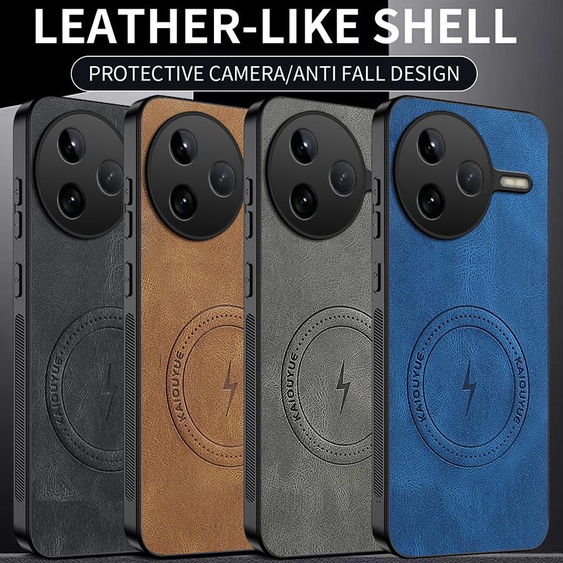Custodia Magnetica Ricarica Wireless con Texture Pelle di Lusso per Xiaomi Poco F7 Pro Ultra PocoF7Ultra 5G Cover Telefono Antiurto