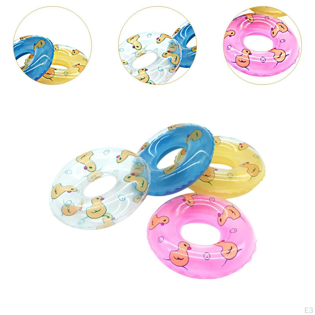 4 Pieces Bathing Toys Swimming Rings Inflatable Gift Doll House Props Miniatures for Children Boys