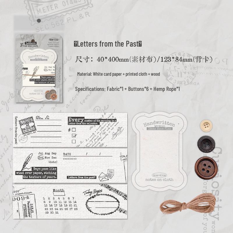 Mu Ran Retro DIY Journal Decoration Pack - Plain Cloth & Collage Materials (4 Types)