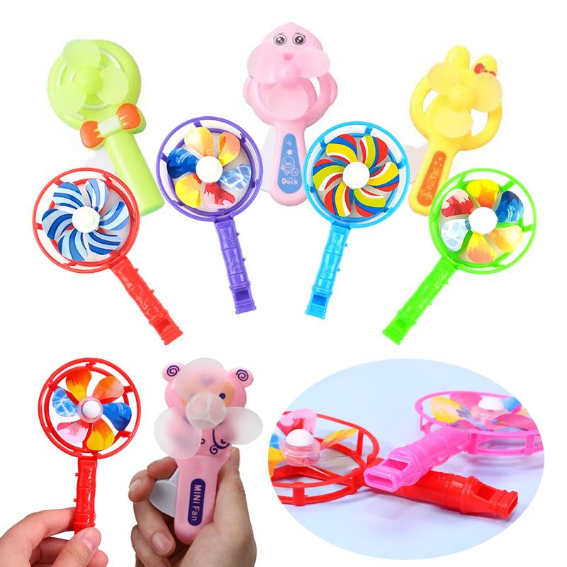 Mini Portable Fan Plastic Cartoon Summer Handheld Whistle Children Toys Multiple Styles Outdoor Activity Team Souvenirs Gift TMZ