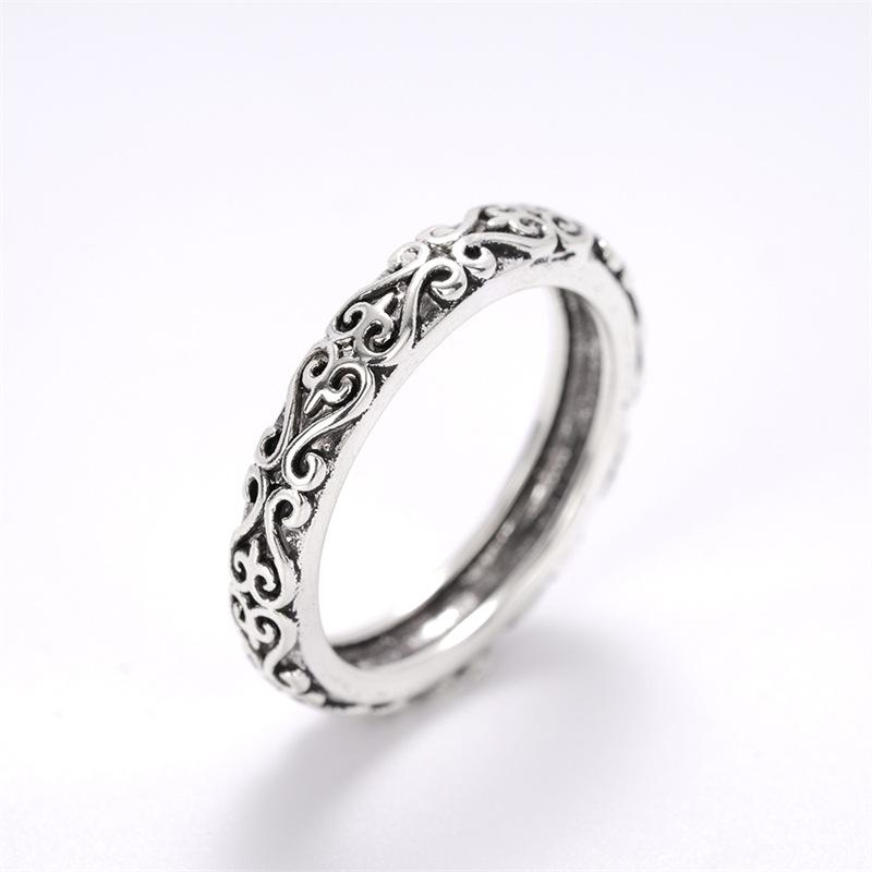 

Старинное серебряное кольцо, простое повседневное украшение, модное взрывное текстурное кольцо No. 9