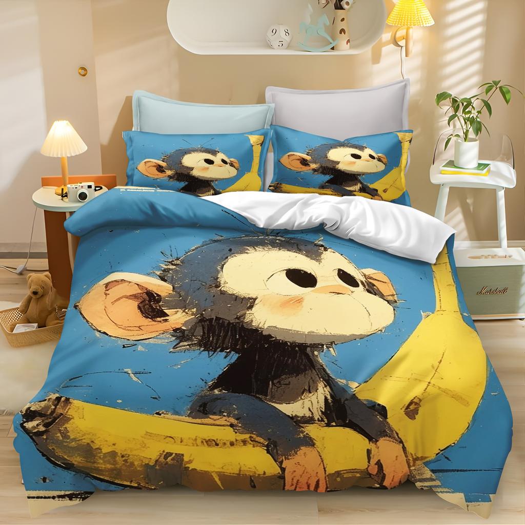 Cartoon Monkey Anime Cute Duvet Cover Home Pillowcase Set Adult Bedroom Children Comforter Bedding Sets