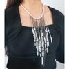 Handmade Long Tassel Pendant Necklace With Imitation Pearl Beads Boho Statement Chain Women Tone 41-50cm