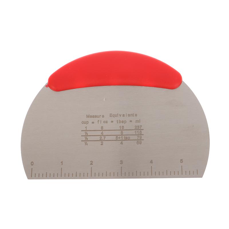 

Скребок для теста из нержавеющей стали с измерительной шкалой, нож для теста для хлеба, пиццы, кондитерских изделий, нож для теста, кухонные гаджеты для выпечки красный