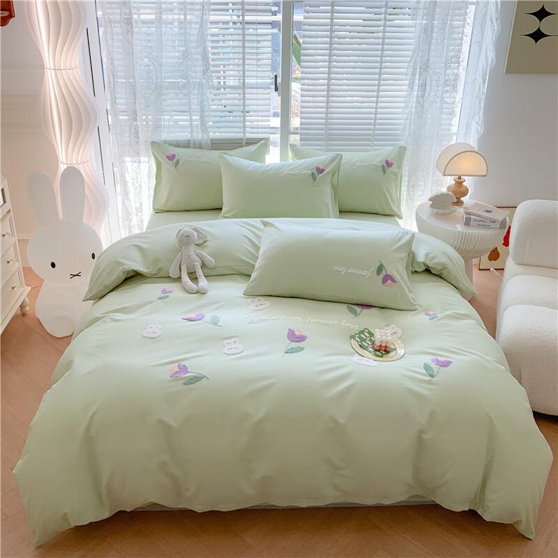 Cute Rabbit Blue 4-Piece Bedding Set