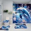 Ensemble de rideau de douche 4 pièces avec tapis de bain antidérapant, housse de siège de toilette, tapis de contour et 12 crochets, Décoration de salle de bain