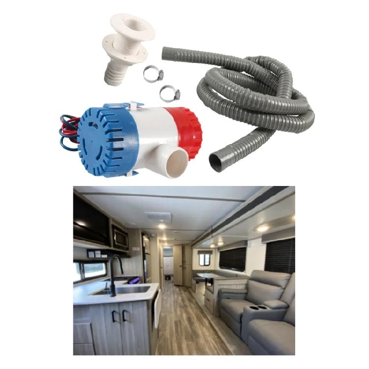 12V Boat Bilge Water Pump with Drainage Hose Kit for Traveling Yachts Watercraft
