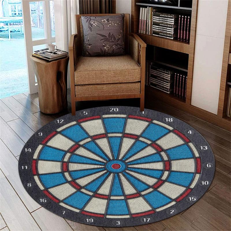 Water and Fire Dart Pattern Non-Slip Area Rug, Round Rug Floor Mats Carpets for Bedroom Living Room Decorative,Children Play Rug