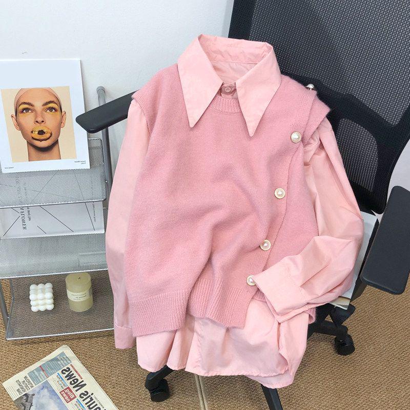 

Женский жилет в корейском стиле 2024 года, тонкий трикотажный жилет с пряжкой по бокам — однотонная мода на весну и осень 3XL 67.5-72.5 kg