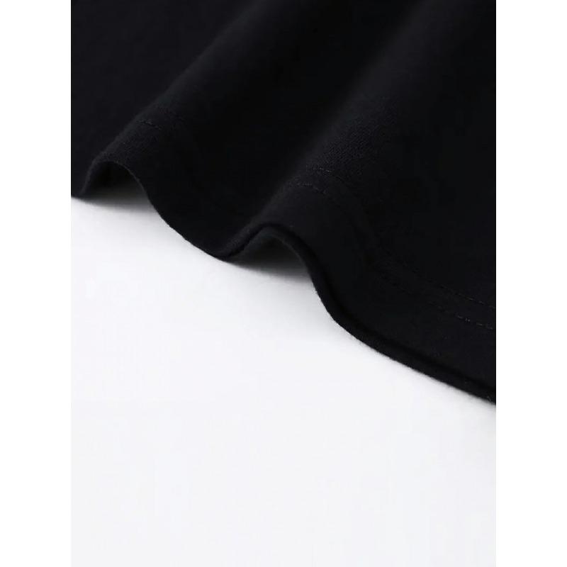 European Size Men'S Casual T-Shirt in Solid Color, Made of Pure, Featuring Street Style Prints