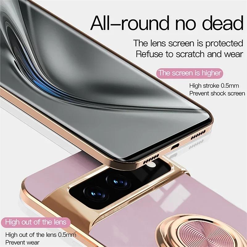Stylowe etui z powłoką, miękki silikon, odporne na wstrząsy, do Google Pixel 10 9 8 7 Pro XL 9A 8A 7A, z magnetycznym uchwytem-pierścieniem samochodowym, osłona ochronna