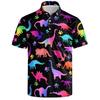 Fun Dinosaur Print Short Sleeve Polo, Casual Stylish Top