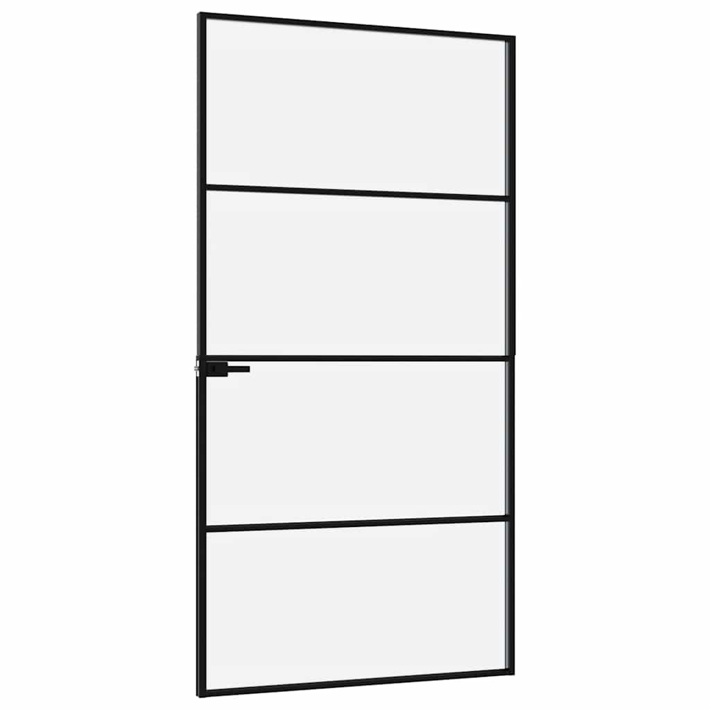 Vidaxl Interior Door, Black, 102X201.5 Cm, Glass and Aluminum
