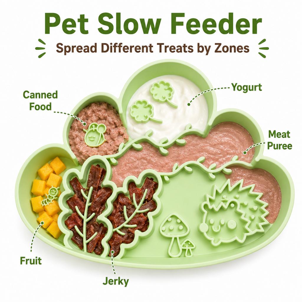 Silicone Lick Mat Slow Feeder for Cats & Small Dogs Non-Slip Design with Suction Cups Dishwasher Safe Pet Dish Extends Mealtime and Reduces Anxiety