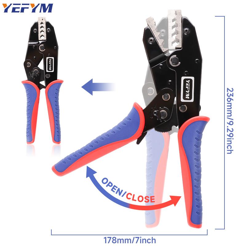 YF-L7 Hand-Powered Coaxial Ratchet Crimp Kit with 6 Replaceable Jaws Customizable Tool Sets for RG Cable RF Connectors