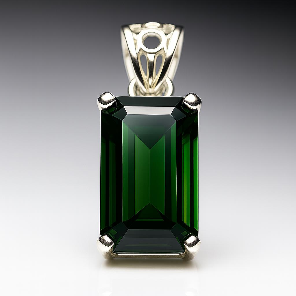 A+ ZERTIFIZIERT 23 Karat Natürlicher Grüner Turmal 925 Sterling Silber Smaragd Anhänger AI-21-NS