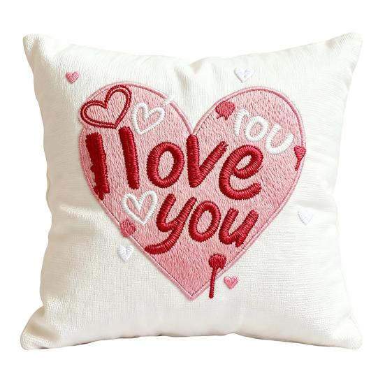 Valentine's Day Pillow Cover 18" Faux Fur Love x 18" Soft Plush Heart Pillowcase Embroidery Throw