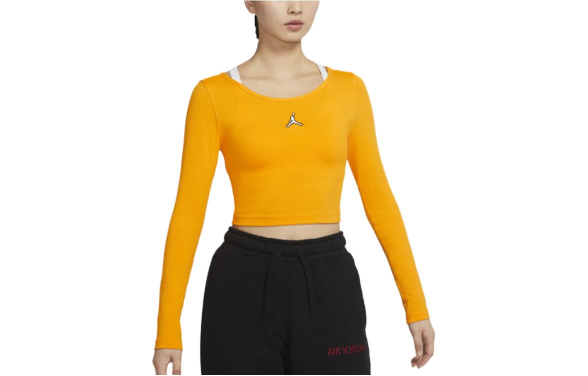 Jordan Crop Tops Women s Yellow Square Collar Moderate DQ4466-705 S