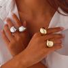Ingemark 2Pcs/Set Vintage Chunky Smooth Rings for Women Fashion Statement Goth Gold Color Rings Festival Daily Jewelry Gift New