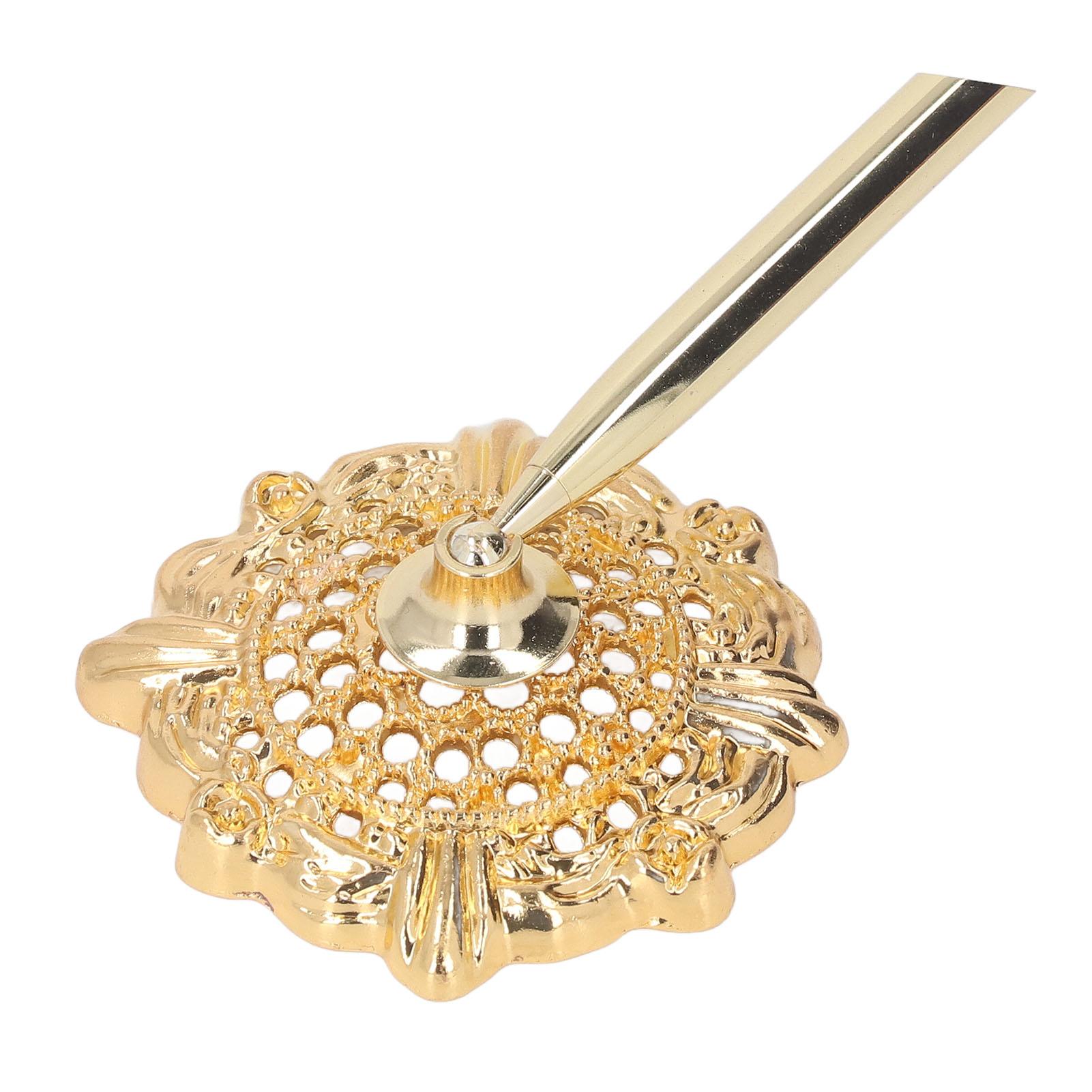 

Подставка для ручек Ретро Классический Стиль Полый Узор Компактный Металлический Материал Декоративный Практичный Вставка золотой