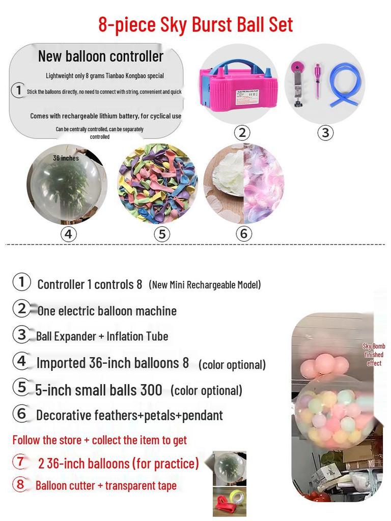 Outdoor Wedding Sky Explosion Balloons Set: Helium Balloons with Complete Assembly Tools for Hotels and Bridal Events