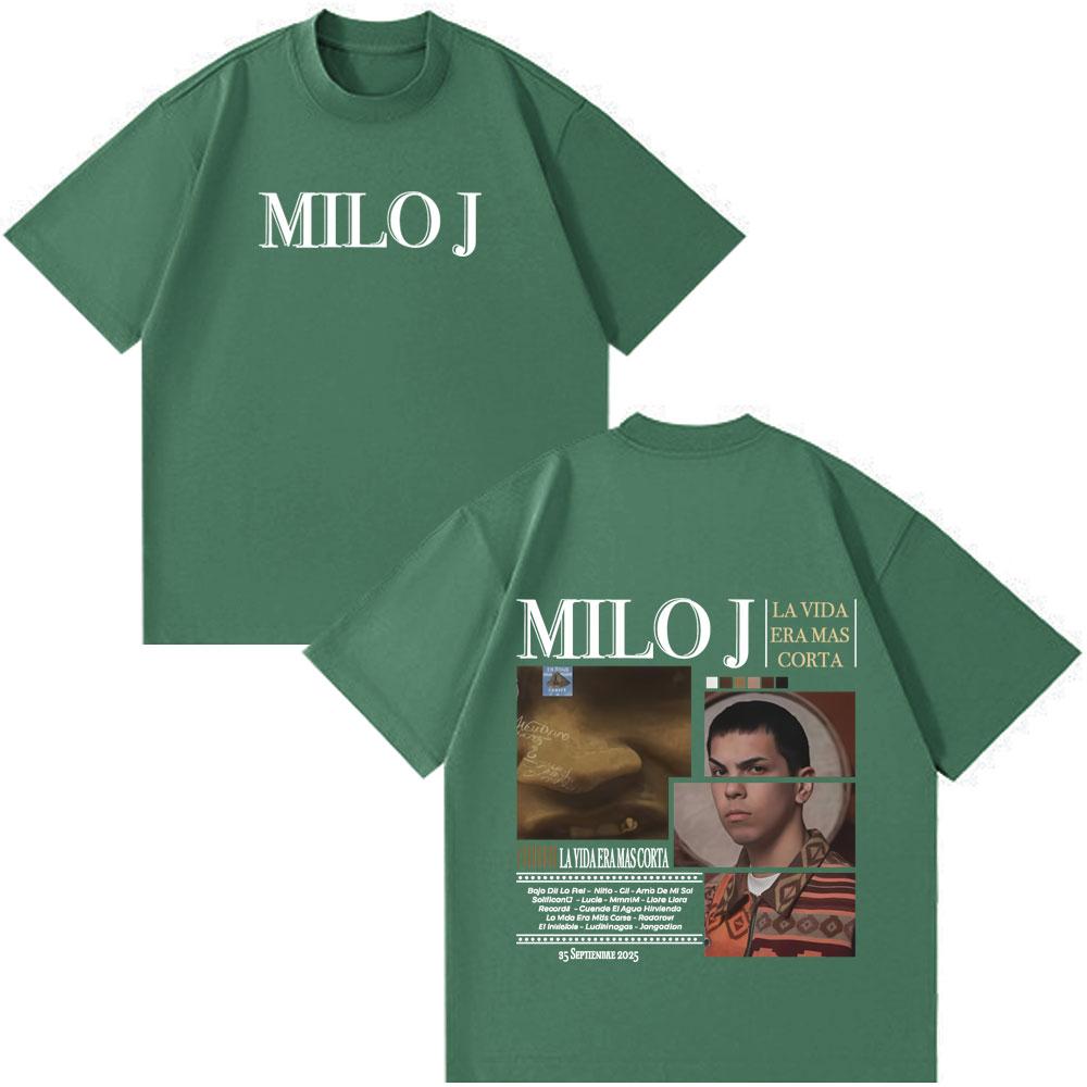 Rapper Milo J La Vida Era Mas Corta Tshirts Men Women Fashion Hip Hop Oversized T Shirt Cotton Short Sleeve Tee Shirt Streetwear