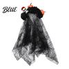 Halloween Costume Headband Pumpkin Skull Floral Headband Stable Hair Hoop with 3D Artificial Photogenic Accessory Flowers And Spiderweb Black