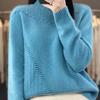 Women's Solid Color Thickened Drum Wave Sweater Pullover Half High Neck Inside and Outside Fashion Bottom Women's Sweater