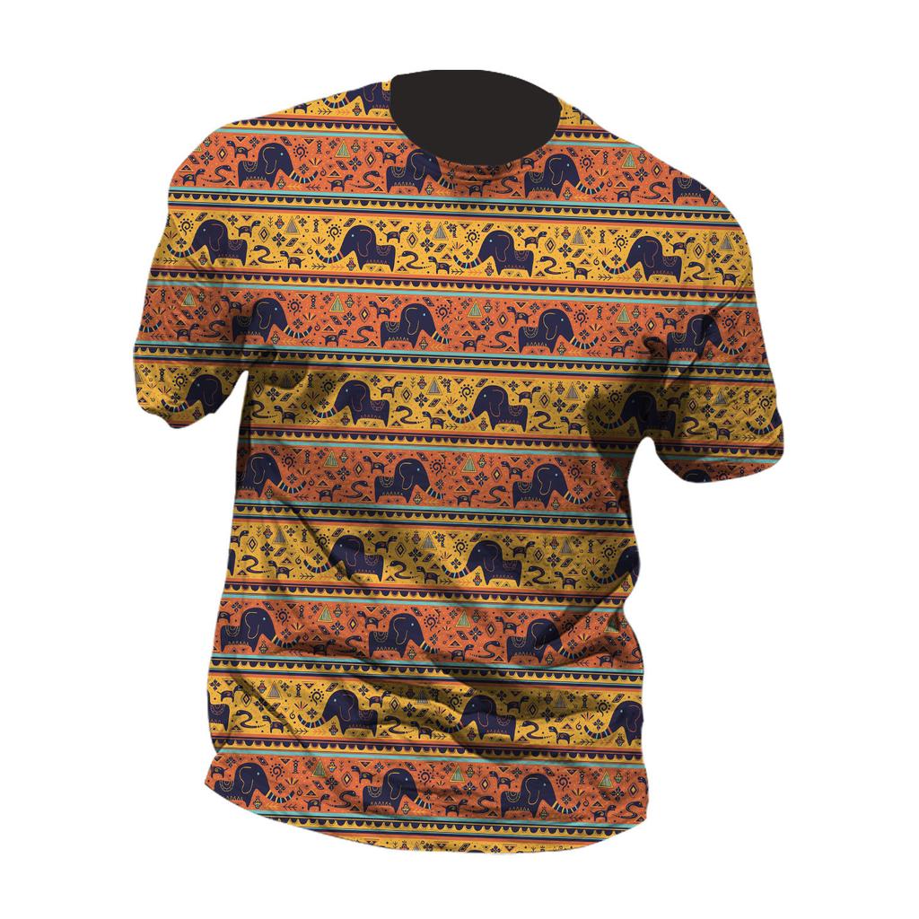 Vintage Men'S T-Shirt 3D Print Ethnic T Shirt Pattern Short-Sleeved Top Summer Breathable Men'S Clothing Ancient Culture Tees