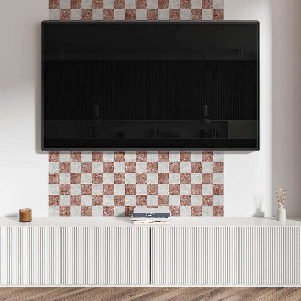 Aesthetic Vinyl Wall Covering with Print 120x60 Cm Marble Checkerboard Pattern