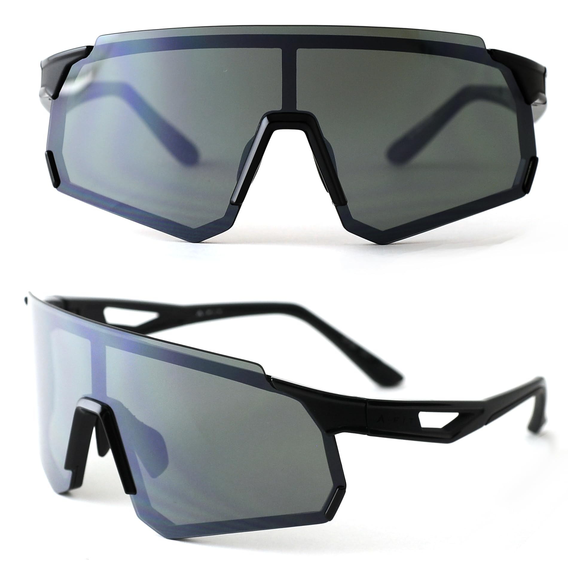

Sports Black Matte with Mirror Lenses and Silver A-Fit Men s Sunglasses, Mirror, AF-806-C1