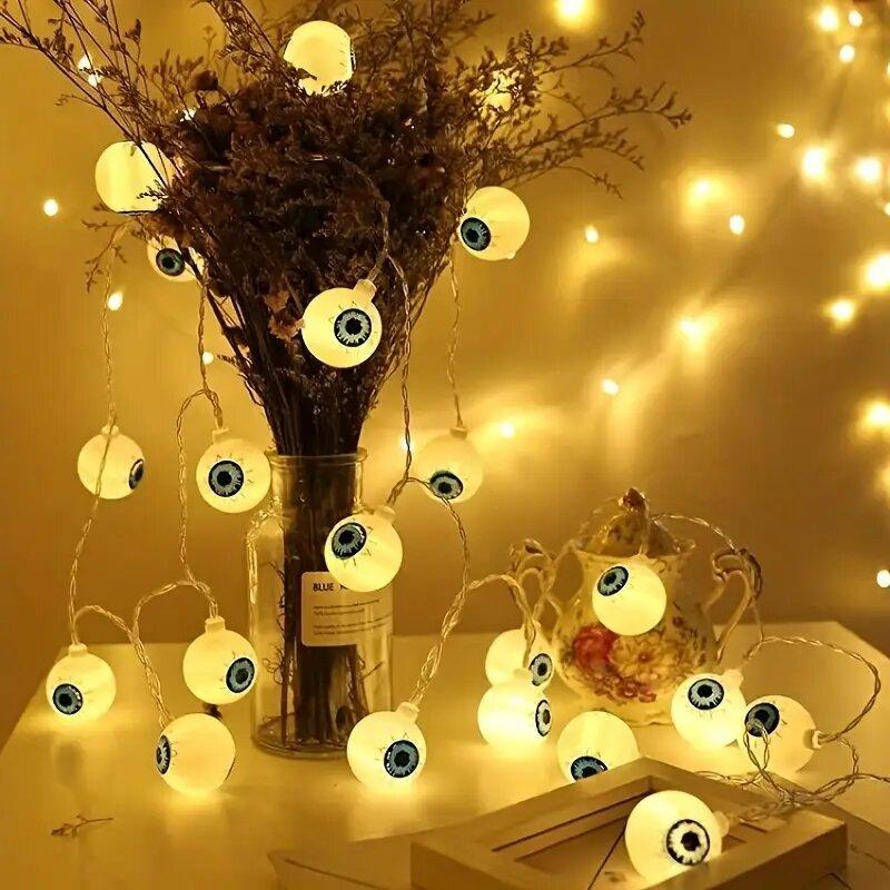 1PC Halloween Eyeball LED Lights Battery Powered Decoration String Lamps Haunted House Bar Holiday Party Spooky Lighting