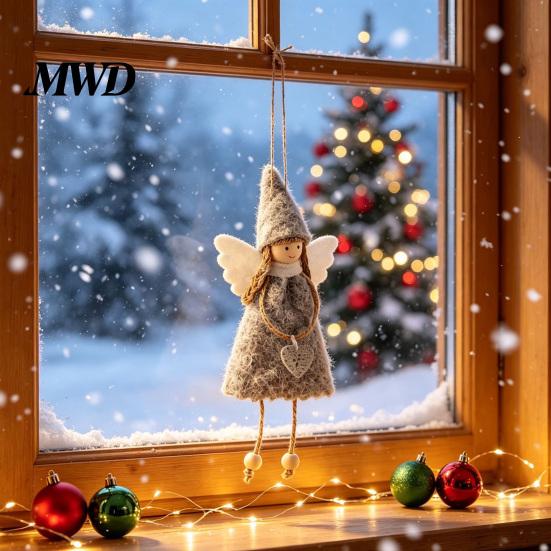 Pastel Christmas Gift Box Toppers Angel Doll Decoration, Plush Fairy Girl Pendant, Tree Hanging Fabric for Party Ornament Winter Holiday New Year Home