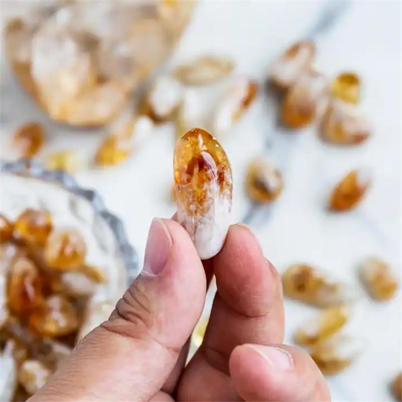 high quality natural healing hand carved palm crystal quartz citrine tumbled stone for home decoration