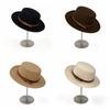 Belt Buckle Felt Hat Elegant Women Jazz Hat Trendy Woolen Flat Top Hat  Outdoor Activities