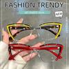 Katzenaugen Brille mit klaren Gläsern Retro Farbblock Mode Dekorative Brille Computerbrille für Damen
