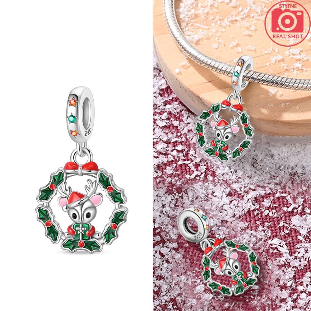 Elk Viewing Snow Scene Pendant Copper Colors For Charms Copper Colors Original Bracelet For Jewelry Making